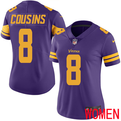Minnesota Vikings #8 Limited Kirk Cousins Purple Nike NFL Women Jersey Rush Vapor Untouchable->youth nfl jersey->Youth Jersey